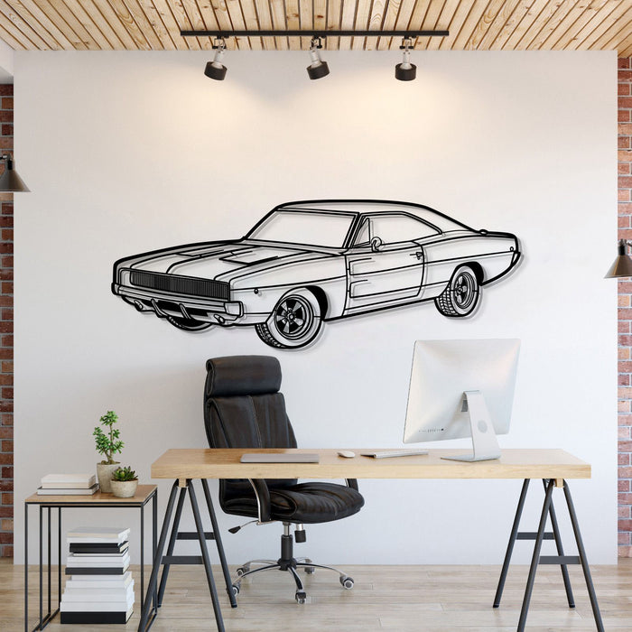 1968 Dodge Charger R-T PERSPECTIVE Silhouette Metal Wall Art