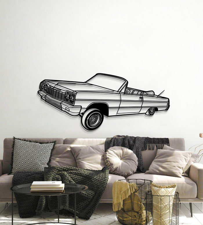 1964 Chevrolet Impala Convertible Lowrider PERSPECTIVE Silhouette Metal Wall Art