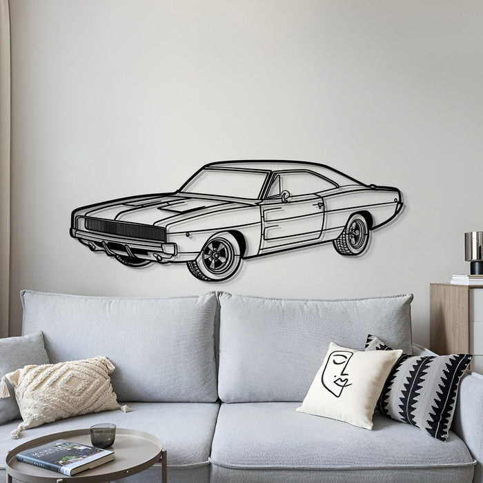 1968 Dodge Charger R-T PERSPECTIVE Silhouette Metal Wall Art