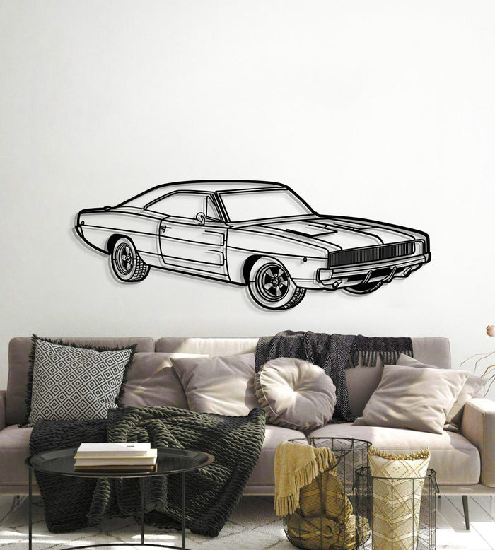 1968 Dodge Charger R-T PERSPECTIVE Silhouette Metal Wall Art
