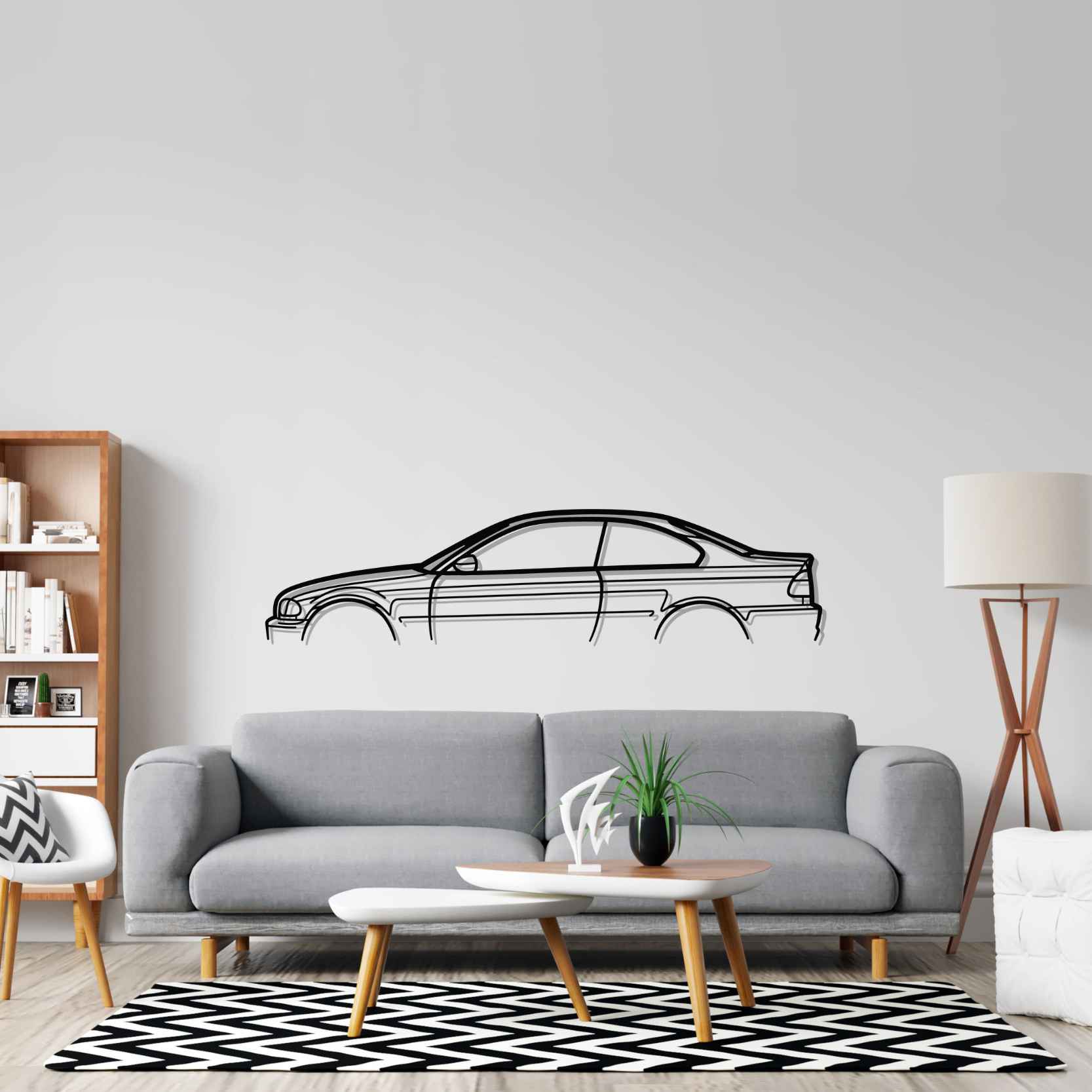 BMW E46 Coupe Classic Silhouette Metal Wall Art