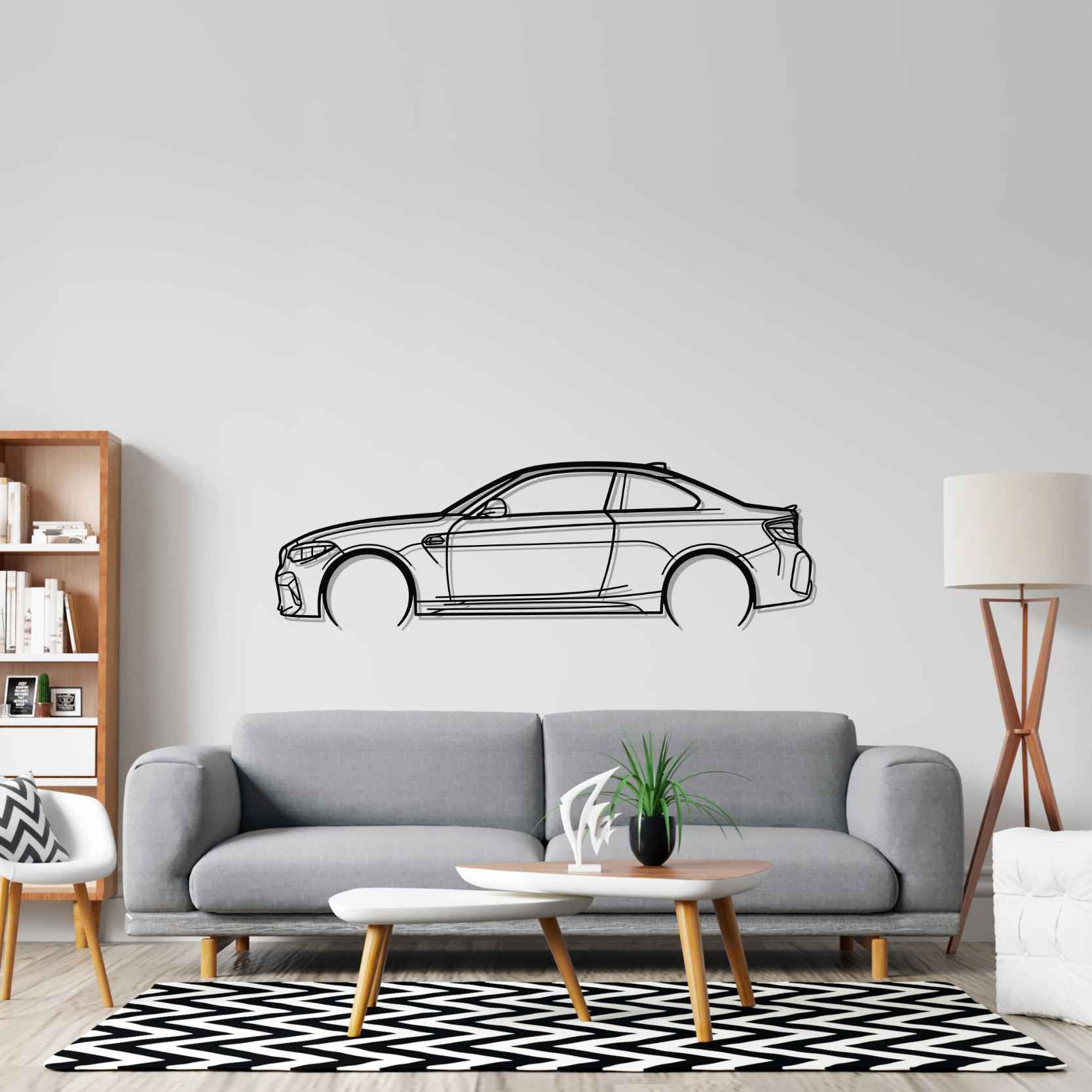 BMW M2 F87 Comp 2018 Detailed Silhouette Metal Wall Art