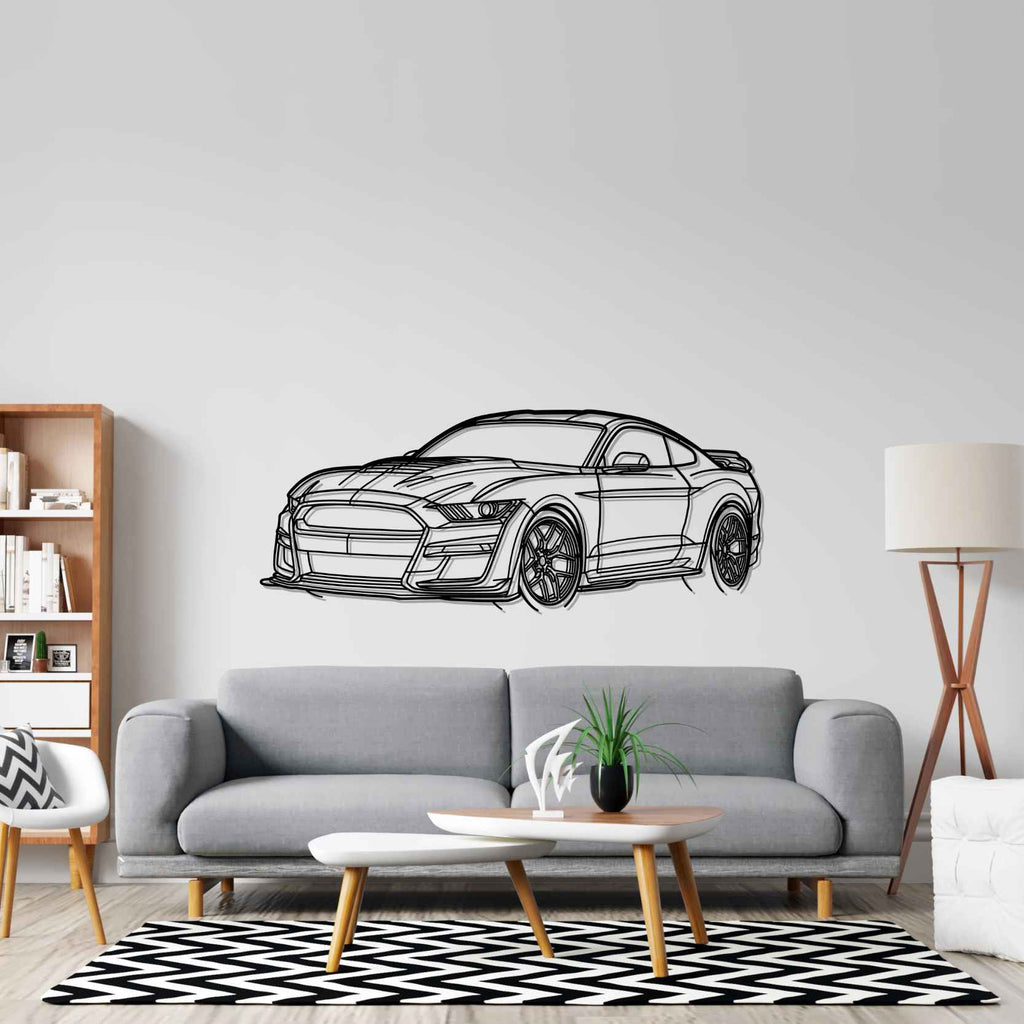 Ford Mustang Shelby GT500 2021 Angle Silhouette Metal Wall Art