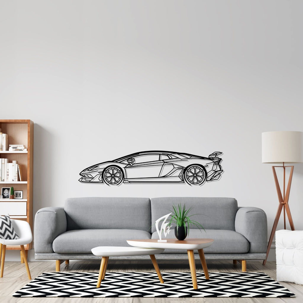 Lamborghini Aventador SVJ 2021 Detailed Silhouette Metal Wall Art