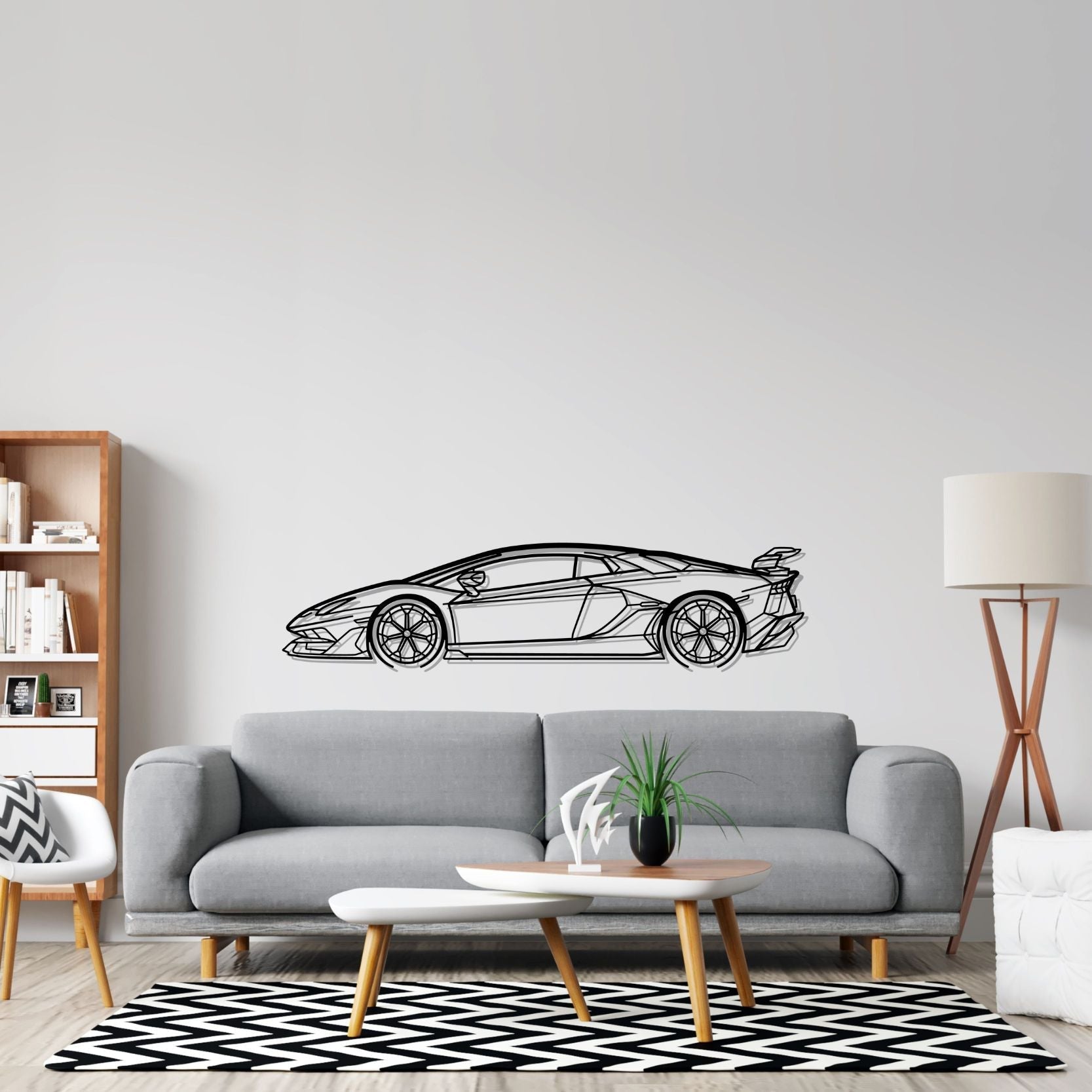 Lamborghini Aventador SVJ 2021 Detailed Silhouette Metal Wall Art