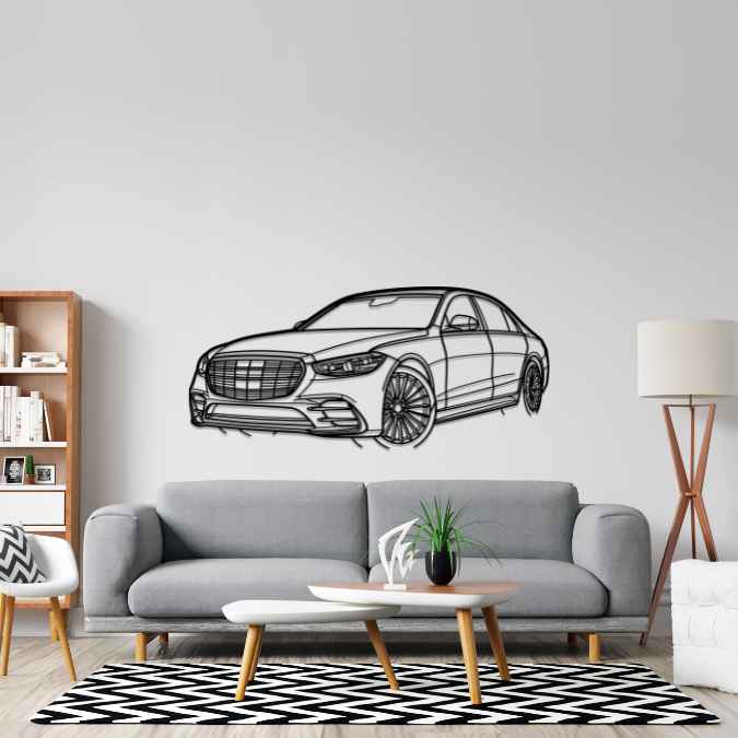 MERCEDES S CLASS W223 PERSPECTIVE Silhouette Metal Wall Art