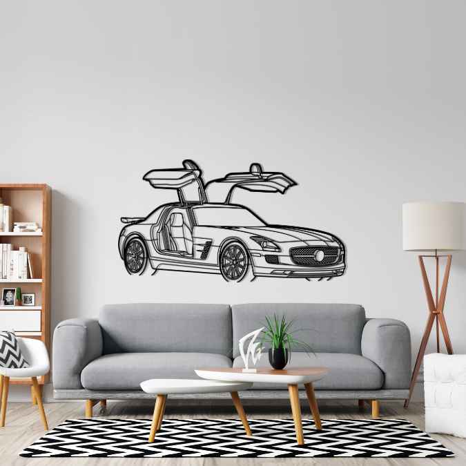 MERCEDES SLS AMG PERSPECTIVE Metal Car Silhouette Wall Art