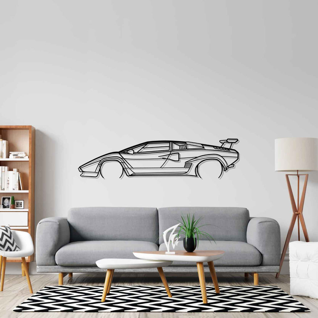 Lamborghini Countach 1985 Detailed Silhouette Metal Wall Art