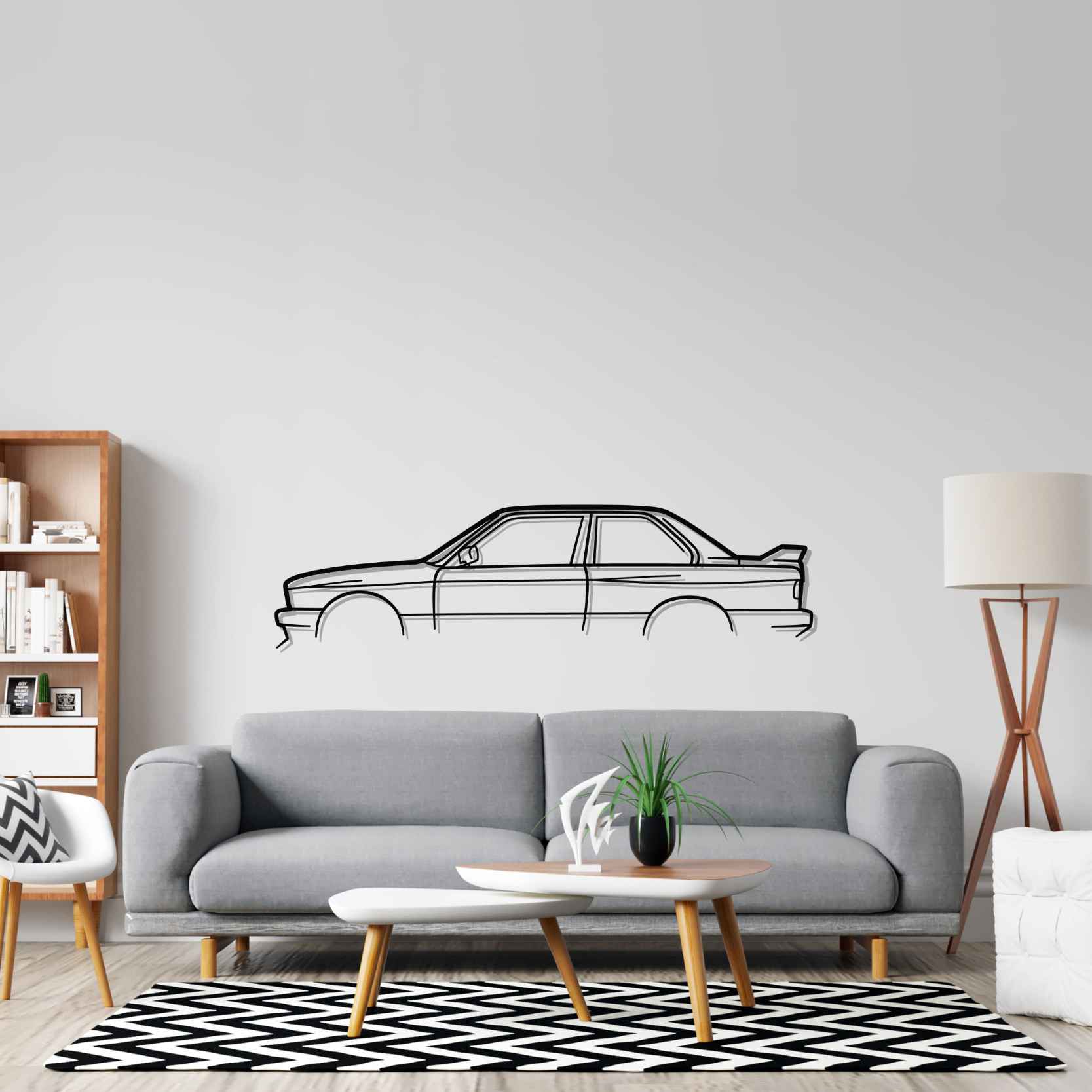 BMW M3 E30 Classic Silhouette Metal Wall Art