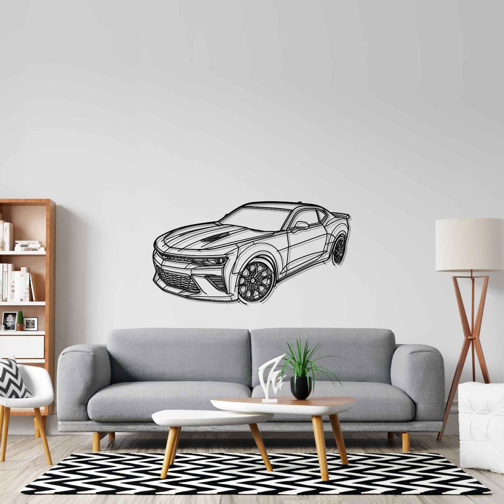 Chevrolet Camaro SS 2016 Angle Silhouette Metal Wall Art