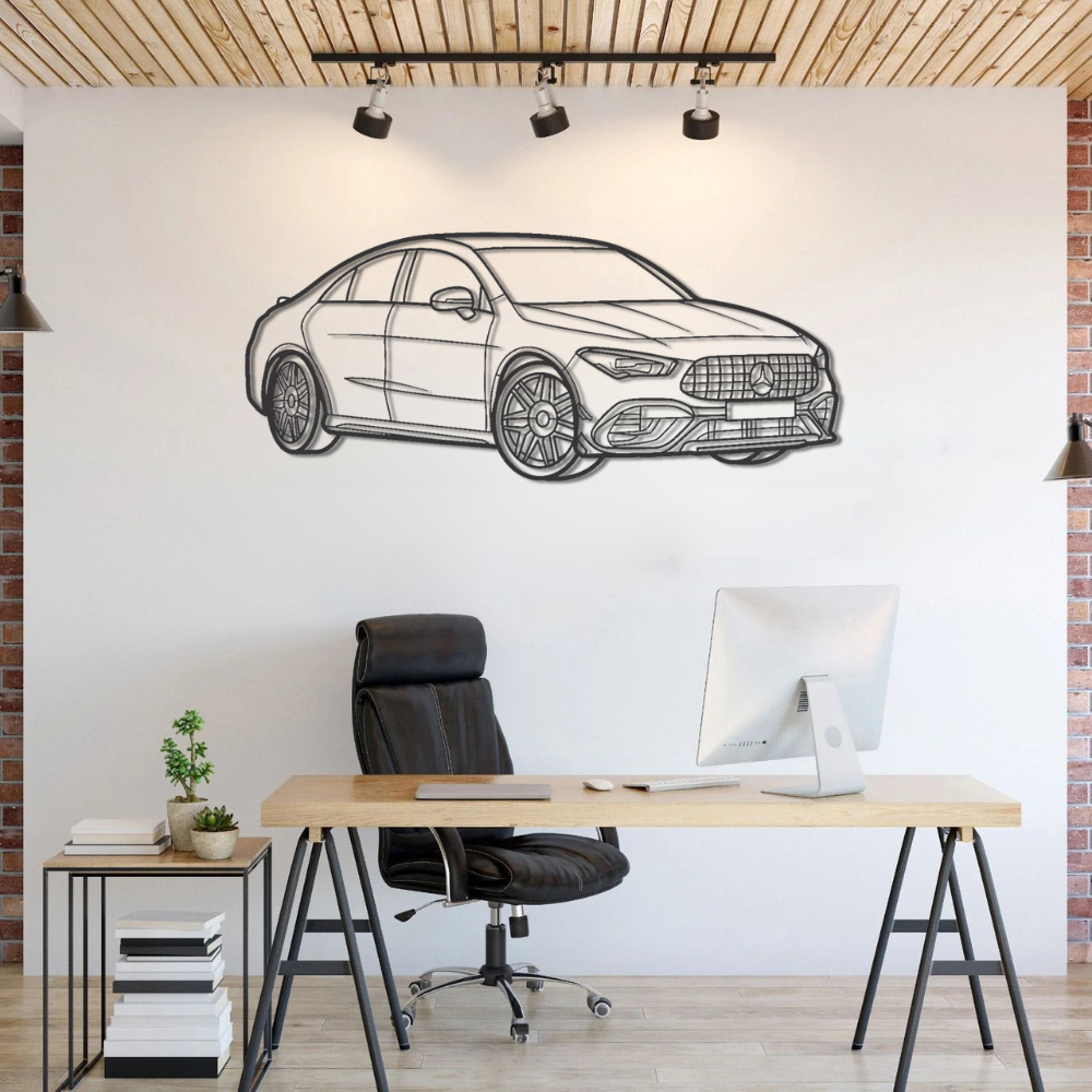 Mercedes CLA 45 AMG 2022 PERSPECTIVE Silhouette Metal Wall Art