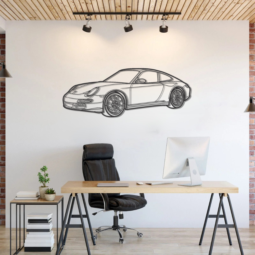 Porsche 911 Carrera 4S 2008 PERSPECTIVE Silhouette Metal Wall Art