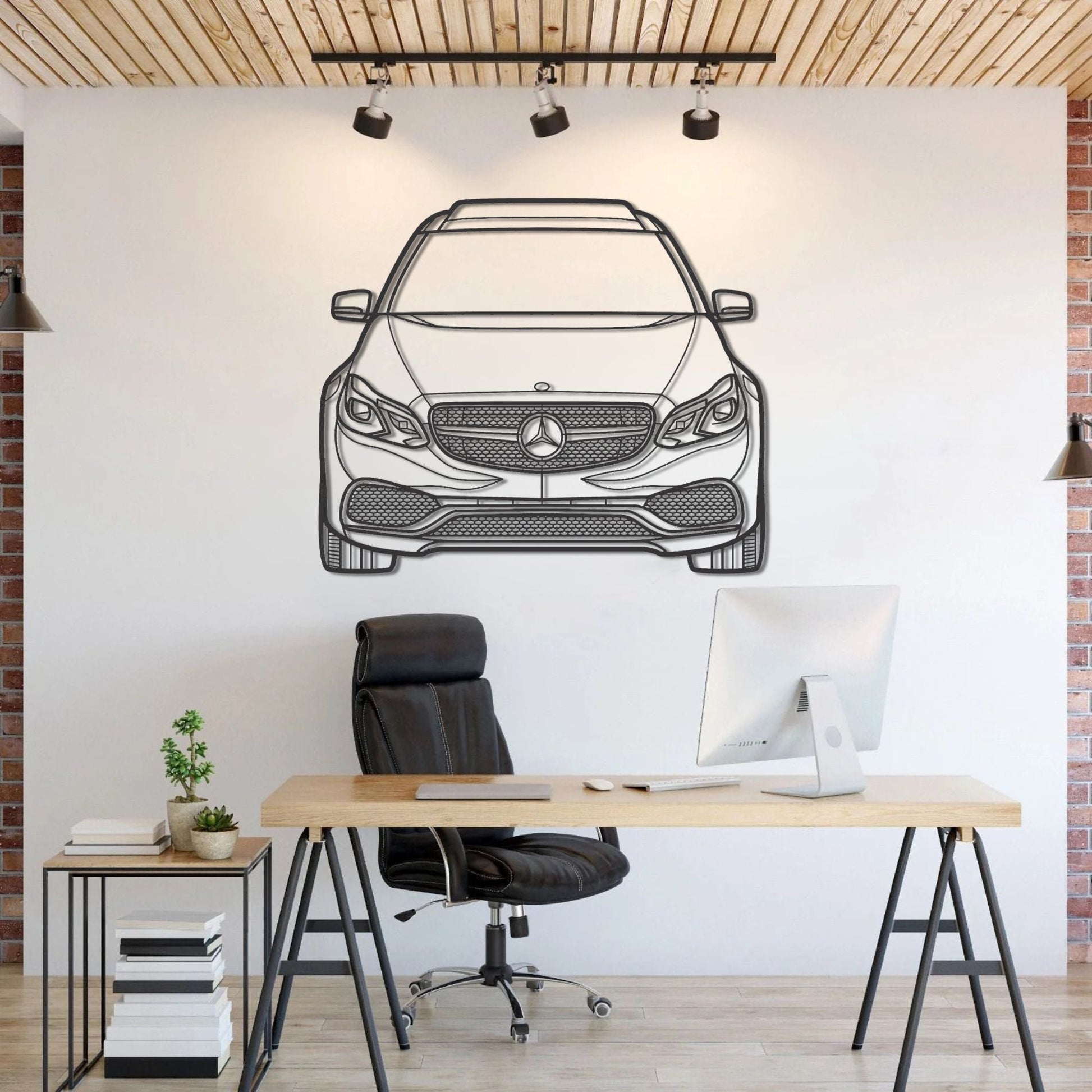 Mercedes E200 2016 Front Silhouette Metal Wall Art