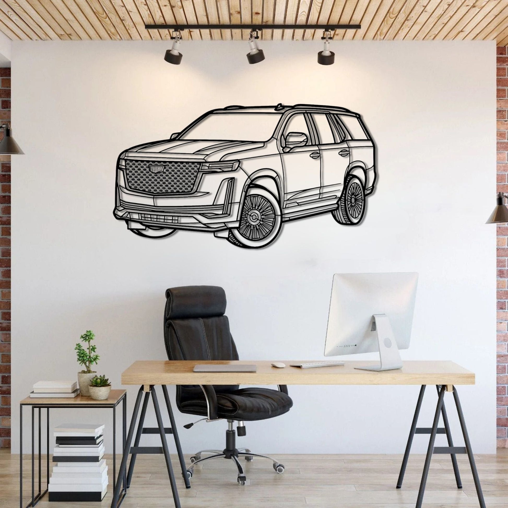 Cadillac Escalade 2021 PERSPECTIVE Metal Car Silhouette Wall Art