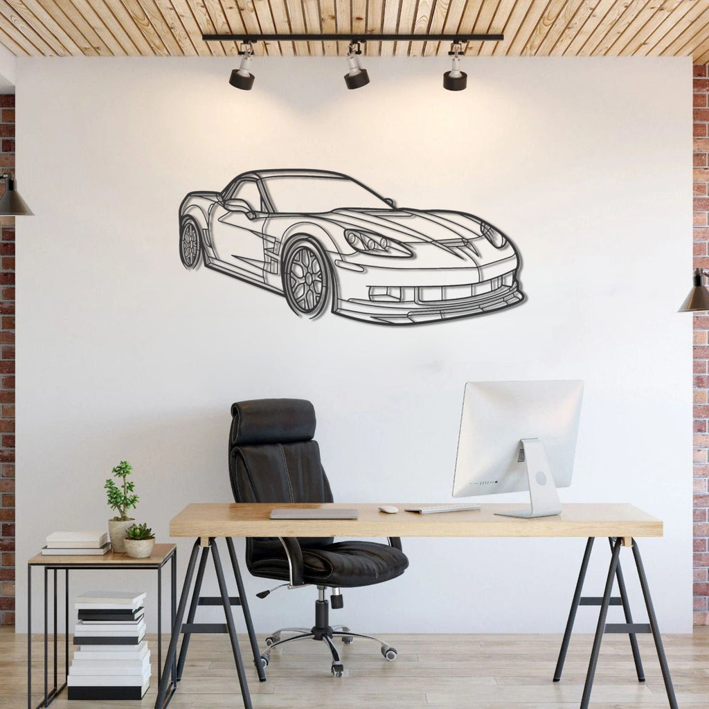 Chevrolet Corvette C6 PERSPECTIVE Silhouette Metal Wall Art