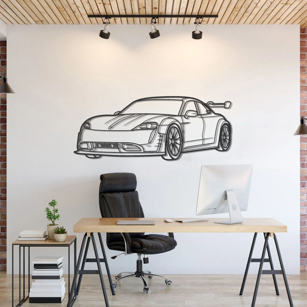 PORSCHE Taycan Custom Design PERSPECTIVE Metal Car Silhouette Wall Art