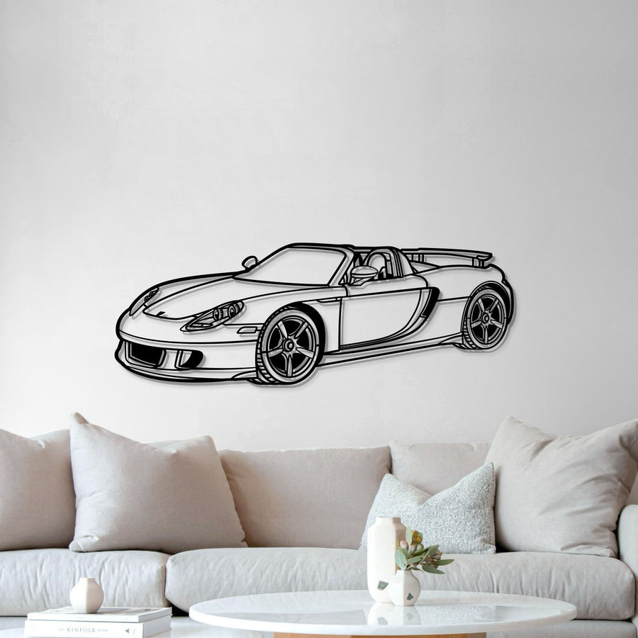 PORSCHE Carrera GT PERSPECTIVE Metal Car Silhouette Wall Art