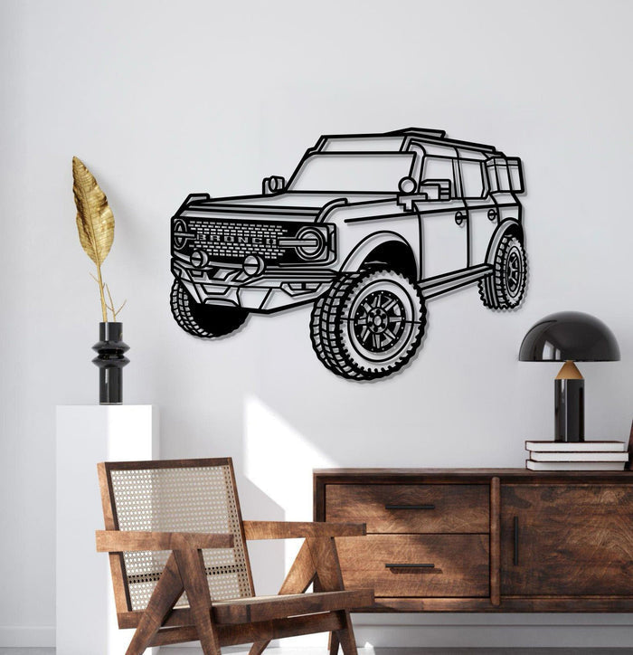 Ford Bronco PERSPECTIVE Metal Car Silhouette Wall Art