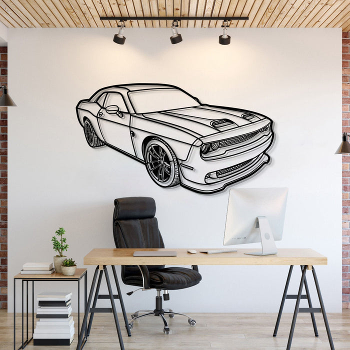 Dodge Challanger Hellcat PERSPECTIVE Silhouette Metal Wall Art