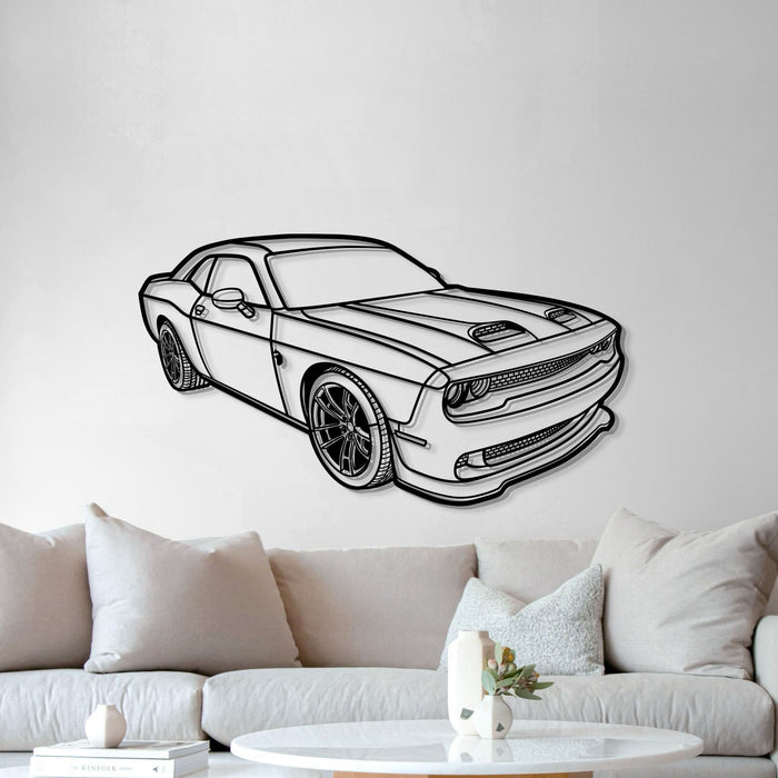Dodge Challanger Hellcat PERSPECTIVE Silhouette Metal Wall Art