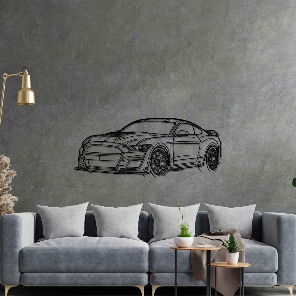 Ford Mustang Shelby GT500 2021 Angle Silhouette Metal Wall Art