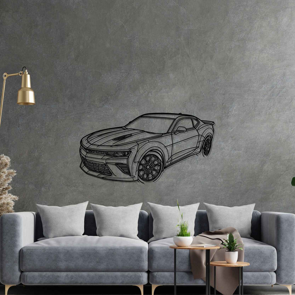 Chevrolet Camaro SS 2016 Angle Silhouette Metal Wall Art