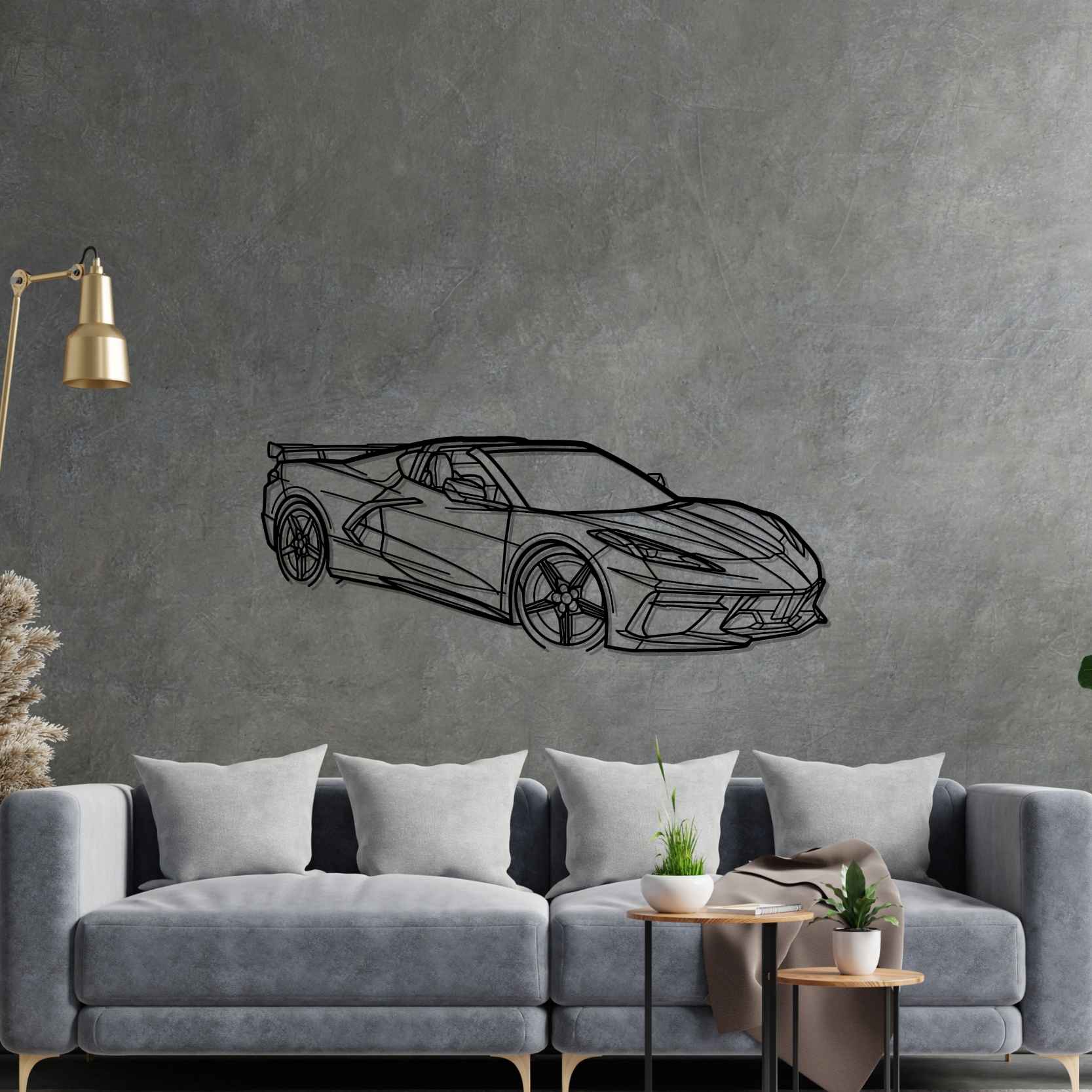 Chevrolet Corvette C8 HTC PERSPECTIVE Silhouette Metal Wall Art