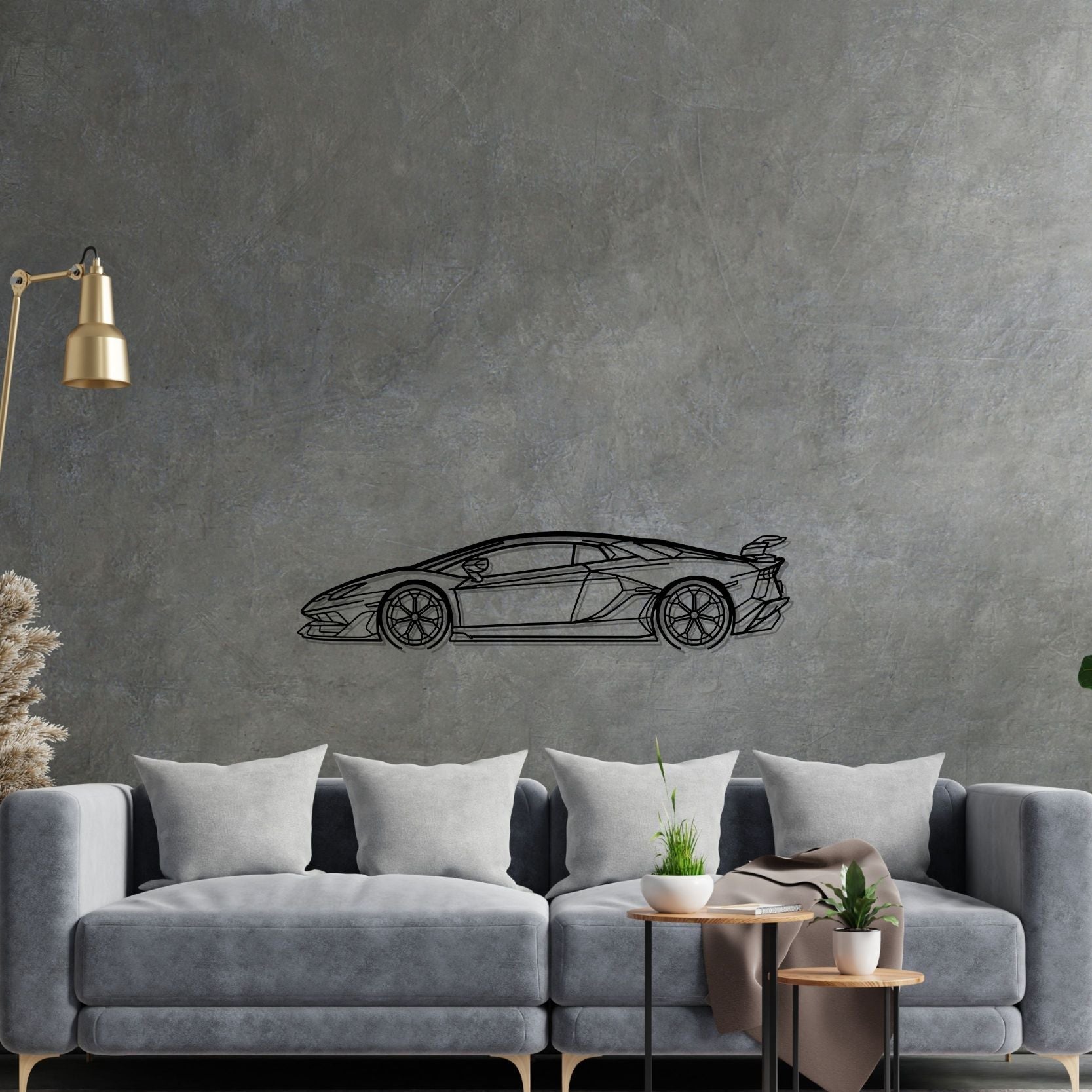 Lamborghini Aventador SVJ 2021 Detailed Silhouette Metal Wall Art