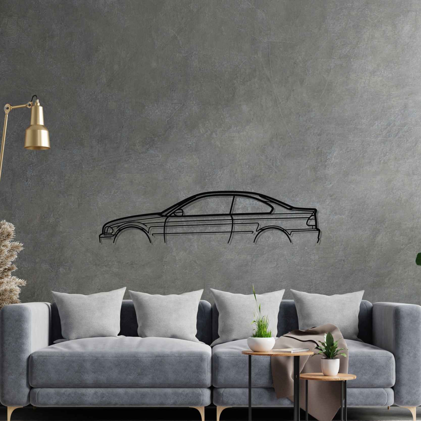BMW E46 Coupe Classic Silhouette Metal Wall Art