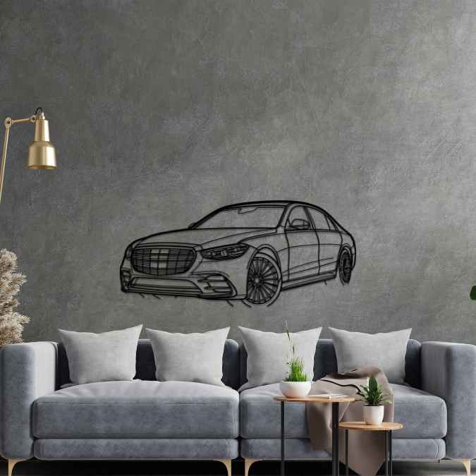MERCEDES S CLASS W223 PERSPECTIVE Silhouette Metal Wall Art