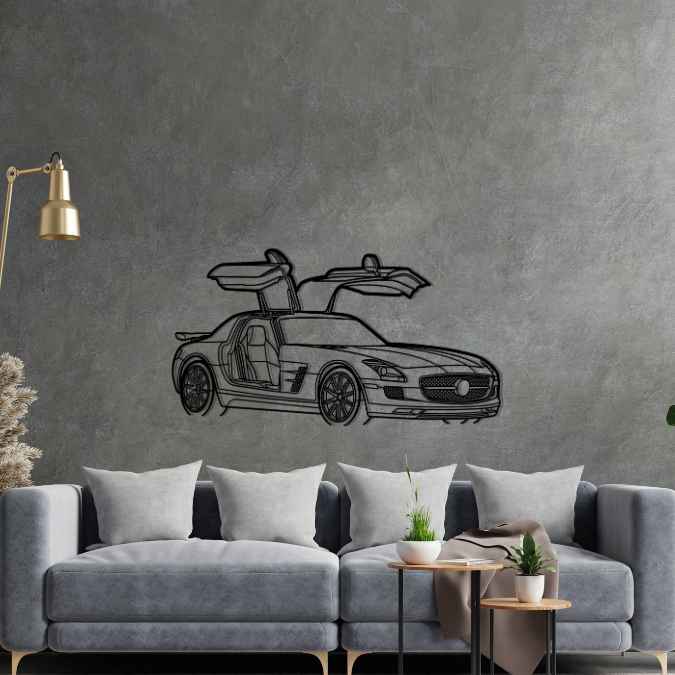 MERCEDES SLS AMG PERSPECTIVE Metal Car Silhouette Wall Art