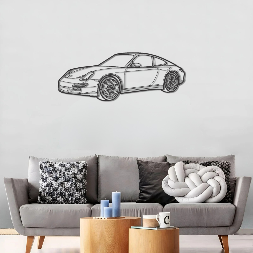 Porsche 911 Carrera 4S 2008 PERSPECTIVE Silhouette Metal Wall Art