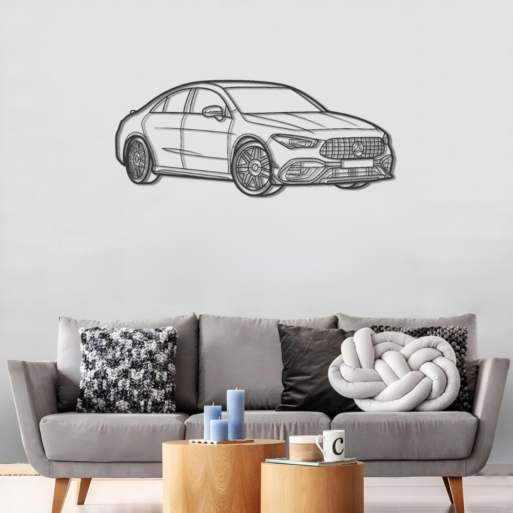 Mercedes CLA 45 AMG 2022 PERSPECTIVE Silhouette Metal Wall Art