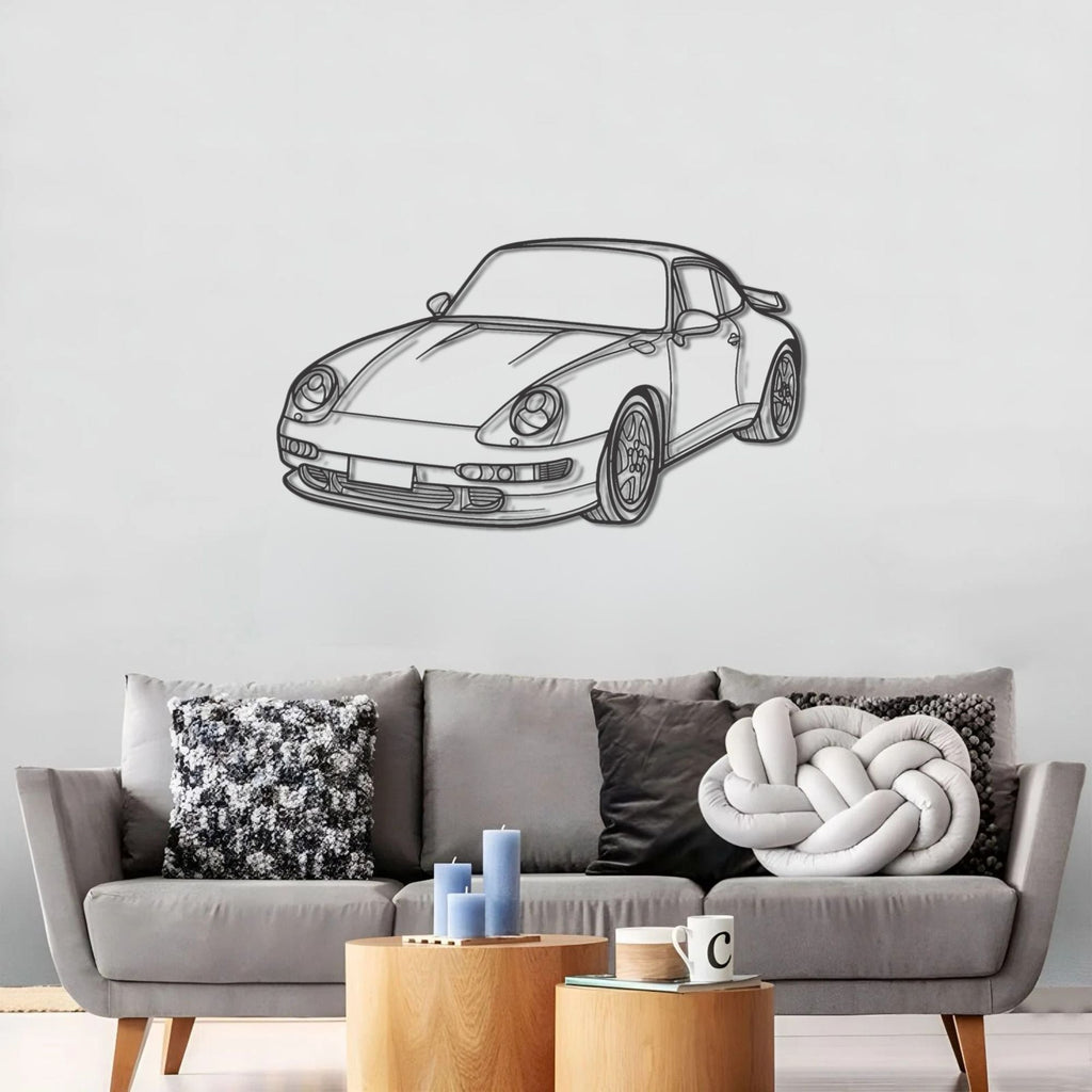 PORSCHE 993 1995 PERSPECTIVE Metal Car Silhouette Wall Art
