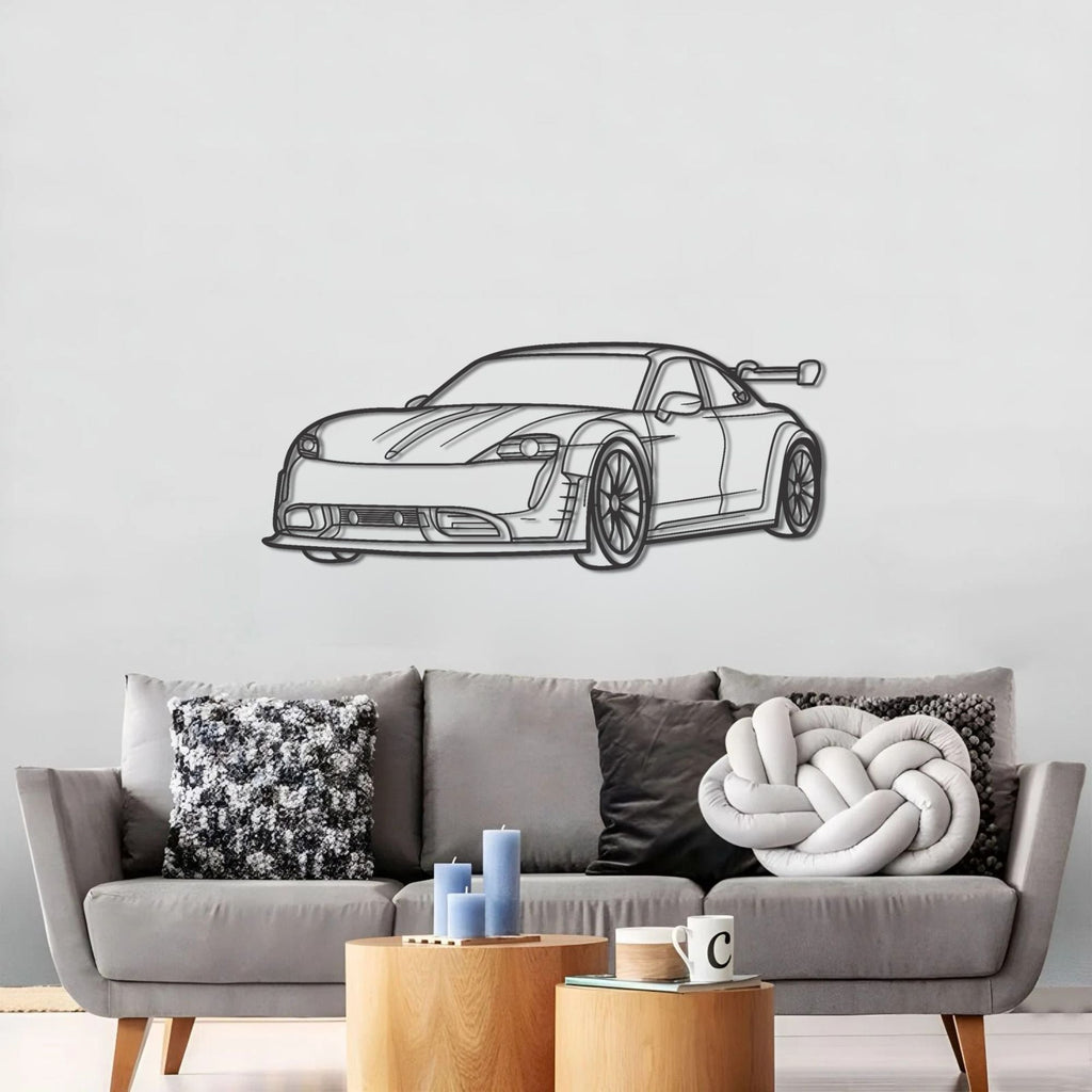PORSCHE Taycan Custom Design PERSPECTIVE Metal Car Silhouette Wall Art