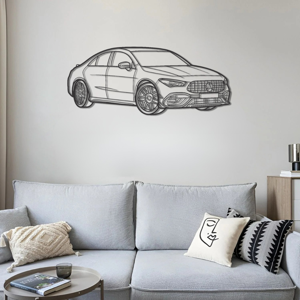 Mercedes CLA 45 AMG 2022 PERSPECTIVE Silhouette Metal Wall Art