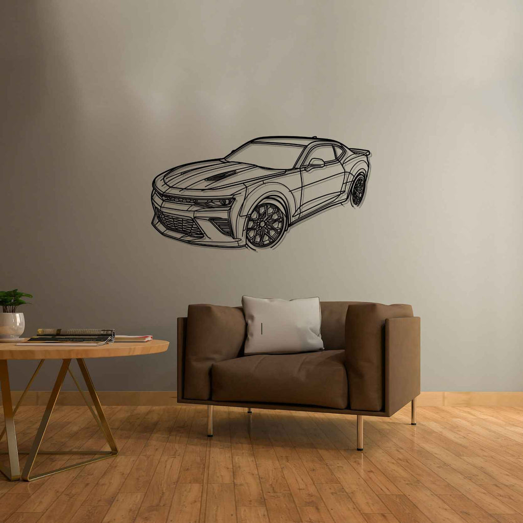 Chevrolet Camaro SS 2016 Angle Silhouette Metal Wall Art