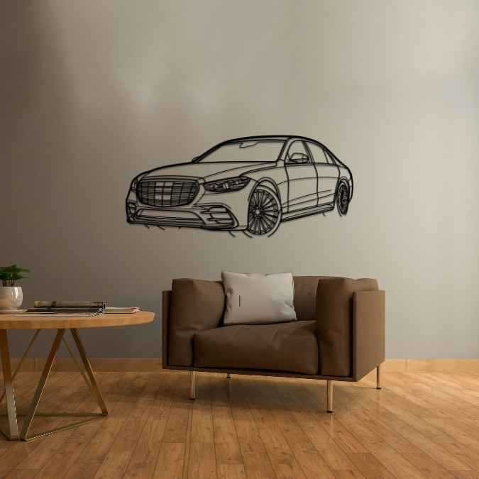 MERCEDES S CLASS W223 PERSPECTIVE Silhouette Metal Wall Art