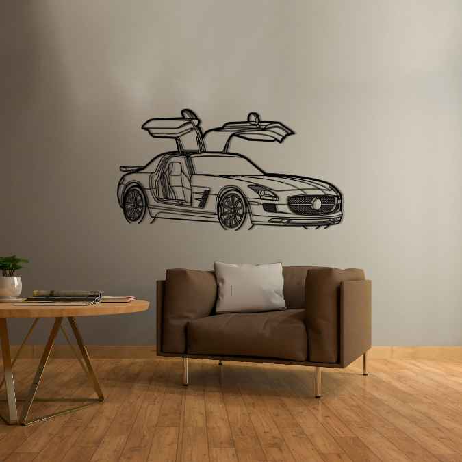 MERCEDES SLS AMG PERSPECTIVE Metal Car Silhouette Wall Art
