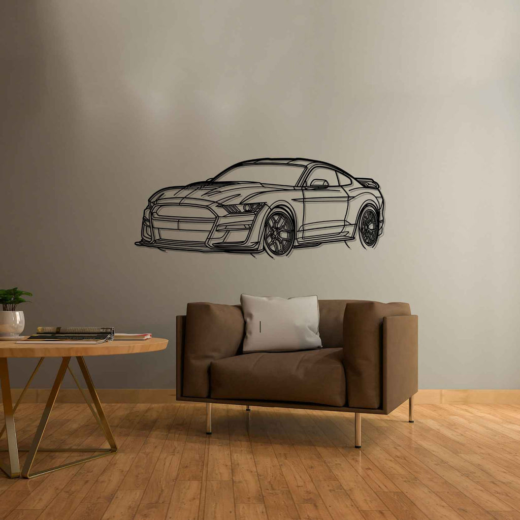 Ford Mustang Shelby GT500 2021 Angle Silhouette Metal Wall Art