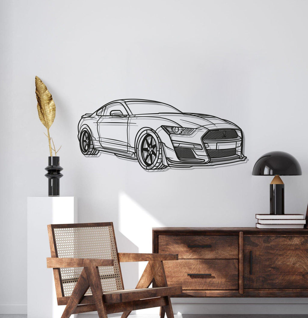 Ford MUSTANG SHELBY GT500 PERSPECTIVE Metal Car Silhouette Wall Art