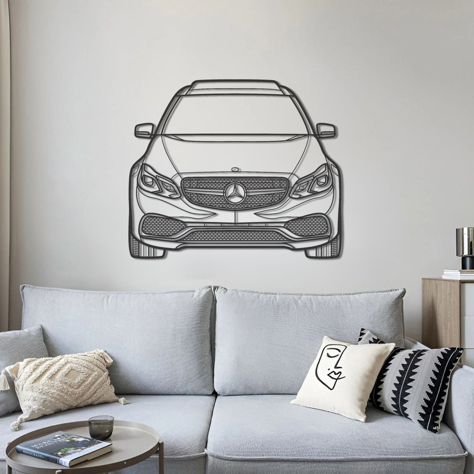Mercedes E200 2016 Front Silhouette Metal Wall Art
