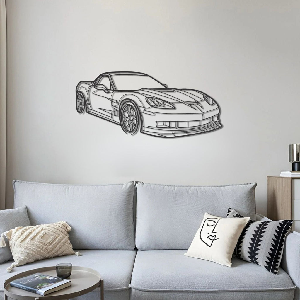 Chevrolet Corvette C6 PERSPECTIVE Silhouette Metal Wall Art
