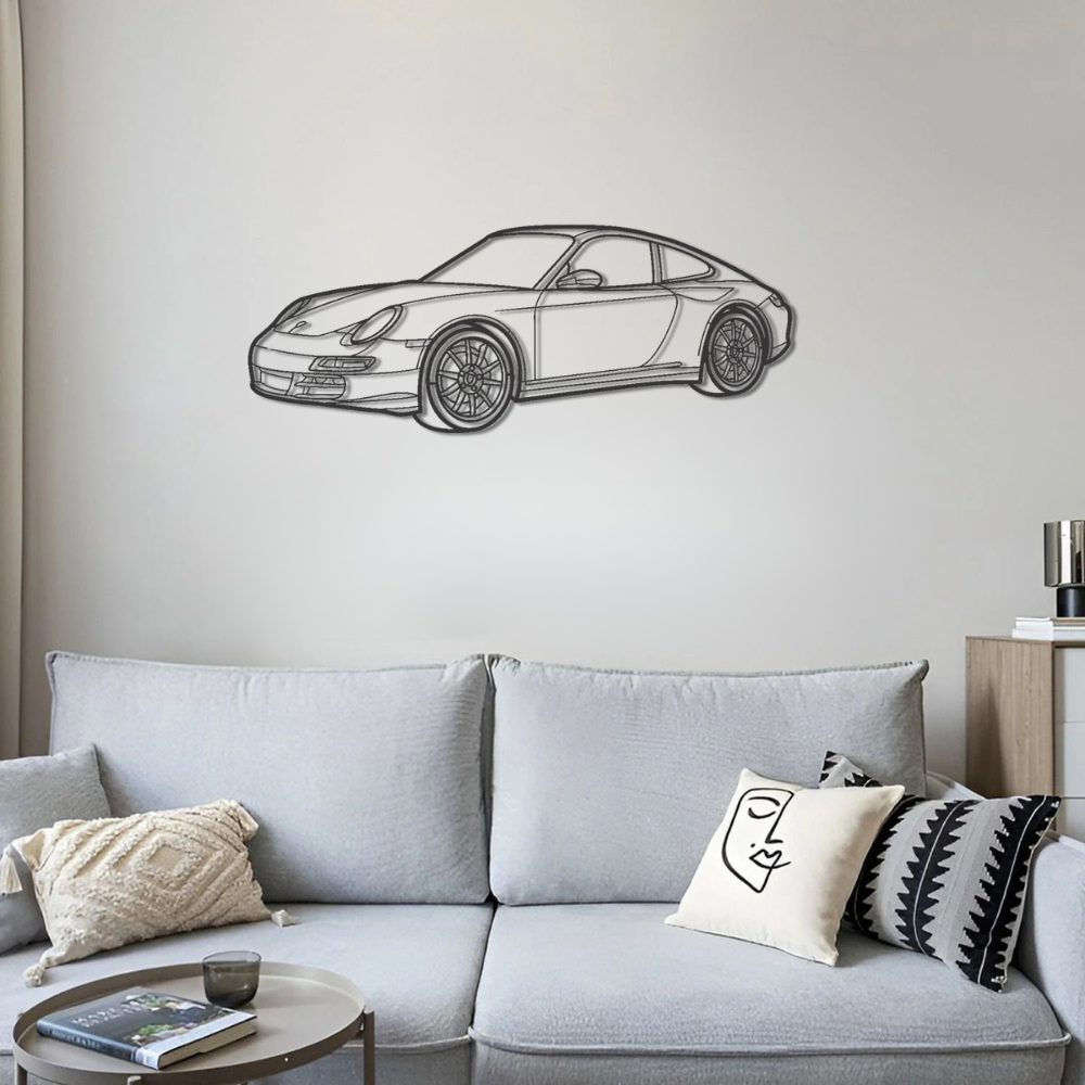 Porsche 911 Carrera 4S 2008 PERSPECTIVE Silhouette Metal Wall Art