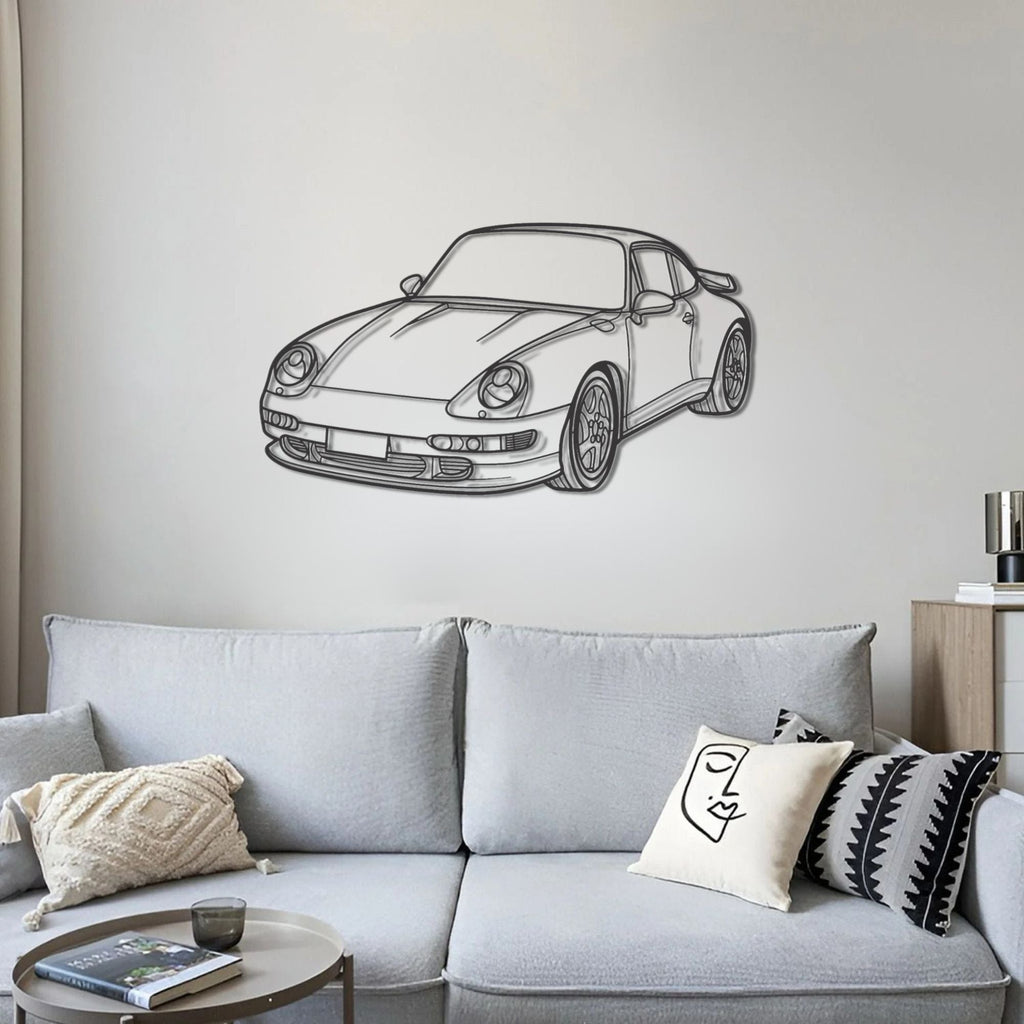 PORSCHE 993 1995 PERSPECTIVE Metal Car Silhouette Wall Art