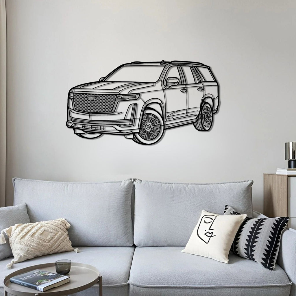 Cadillac Escalade 2021 PERSPECTIVE Metal Car Silhouette Wall Art