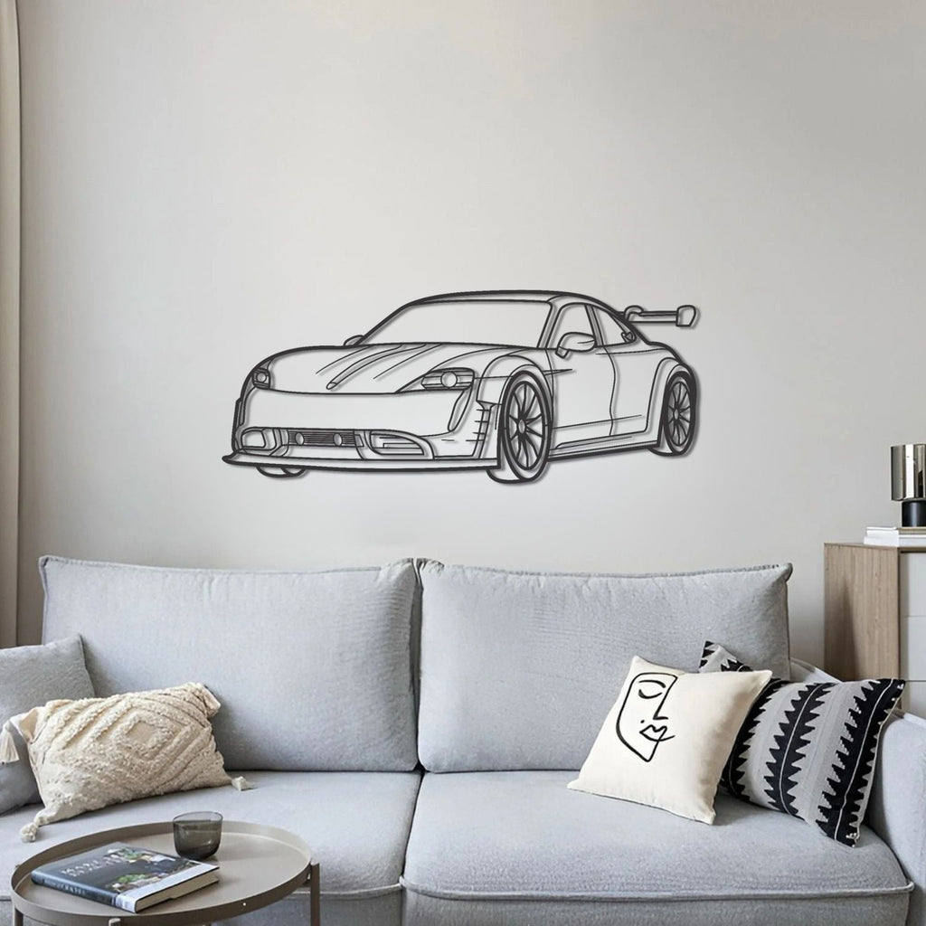 PORSCHE Taycan Custom Design PERSPECTIVE Metal Car Silhouette Wall Art
