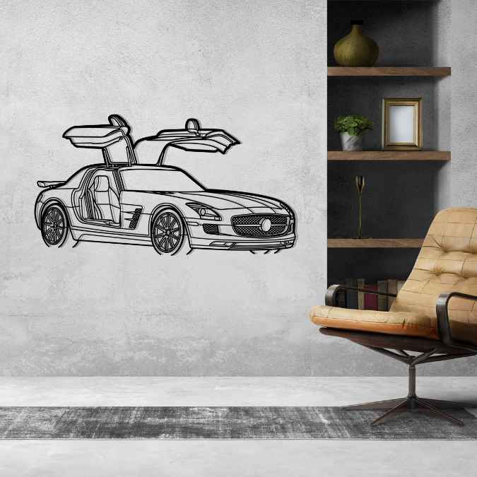 MERCEDES SLS AMG PERSPECTIVE Metal Car Silhouette Wall Art
