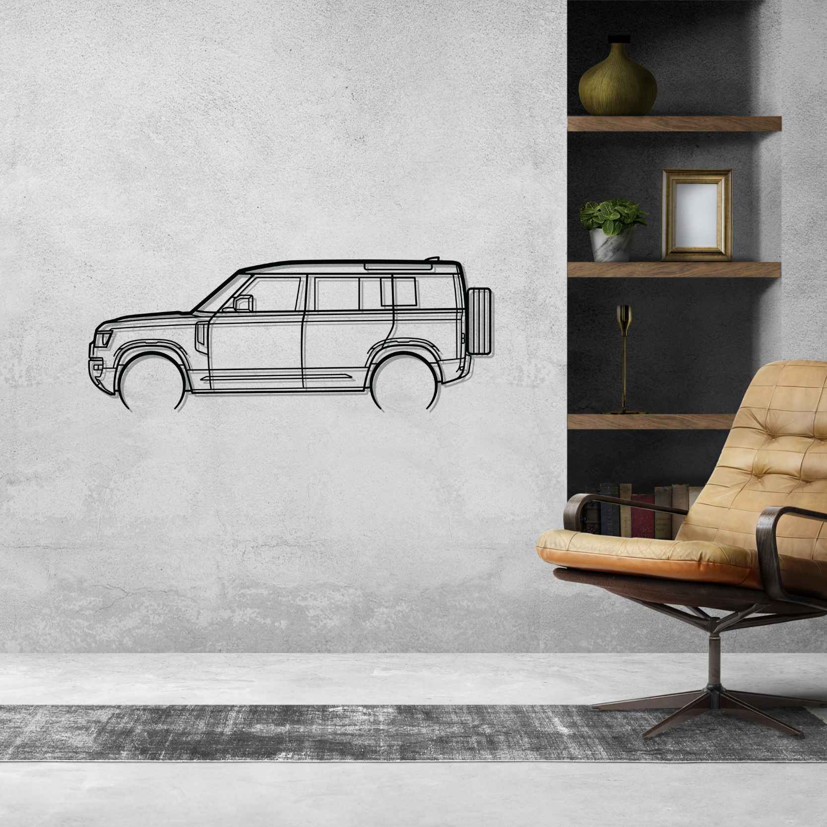 Land Rover Defender 110 2022 Detailed Silhouette Metal Wall Art
