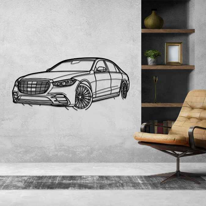 MERCEDES S CLASS W223 PERSPECTIVE Silhouette Metal Wall Art
